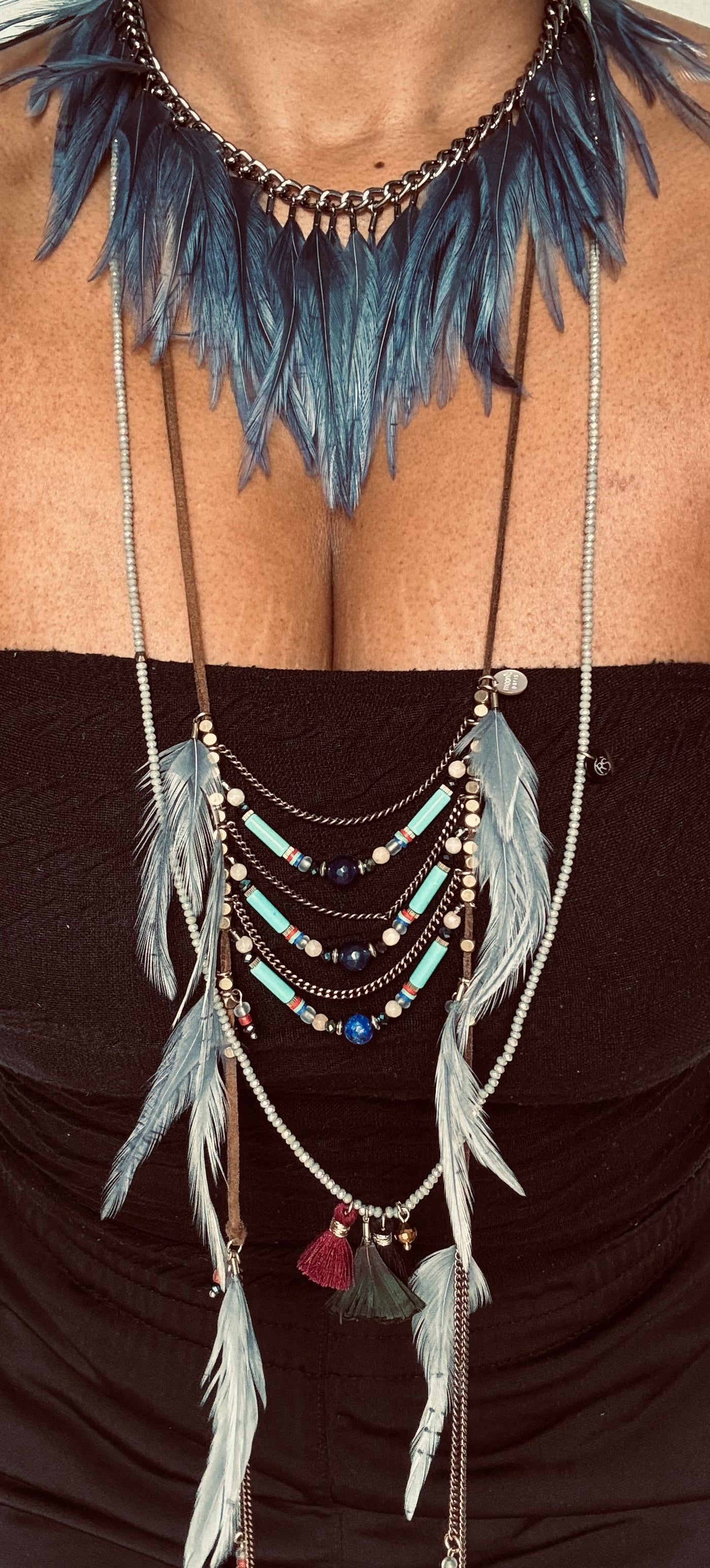 BOHO BLUE LAYERED NECKLACE 3-PIECE SET