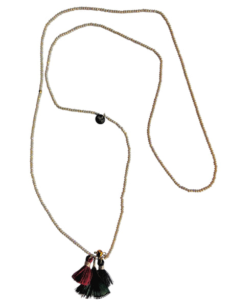 BOHO BURGUNDY FEATHER & CHAIN 3-PIECE NECKLACE SET
