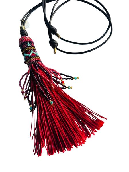 BOHO BEADED TASSEL NECKLACE