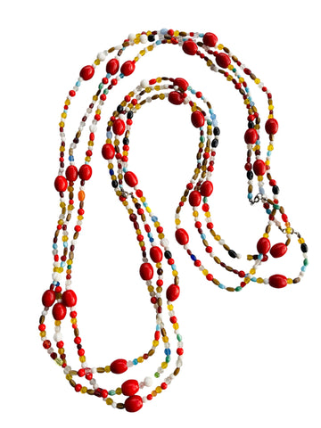 VINTAGE END OF DAY GLASS BEAD NECKLACE