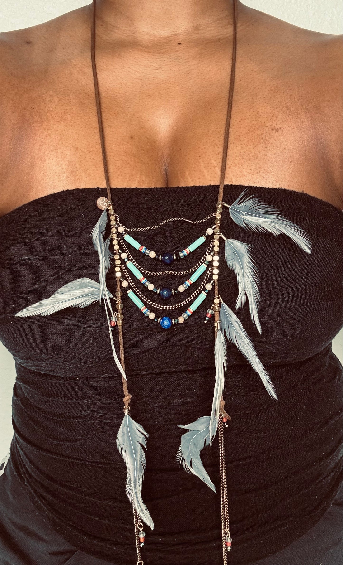 BOHO BLUE LAYERED NECKLACE 3-PIECE SET