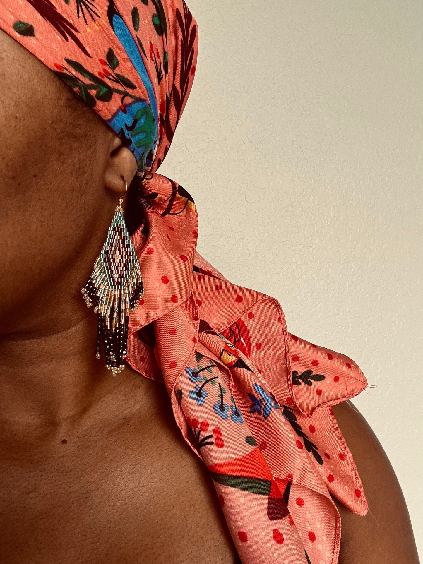 BOHO GEO BEADED TASSEL EARRINGS