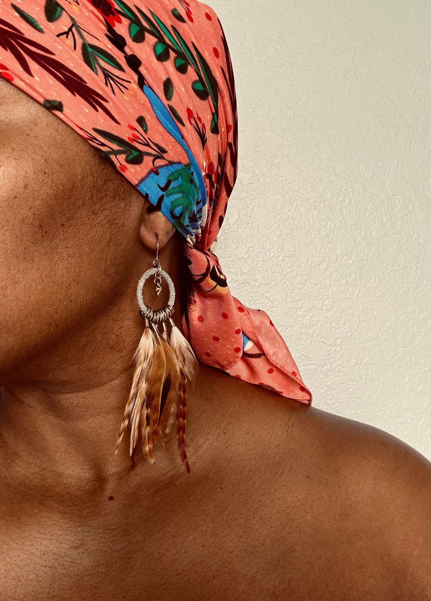 BOHO FEATHER BEADED EARRINGS