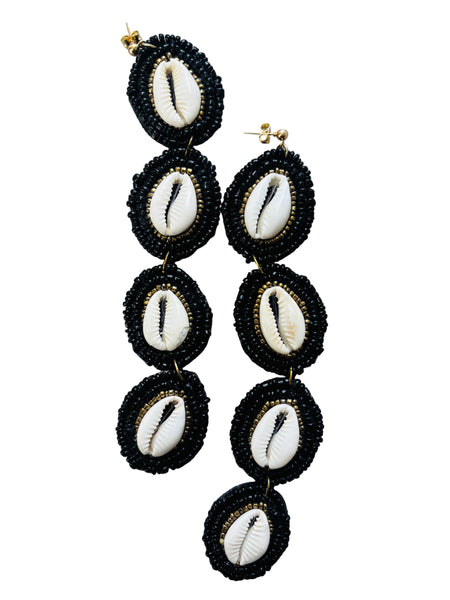 COWRIE BEADED DROP EARRINGS