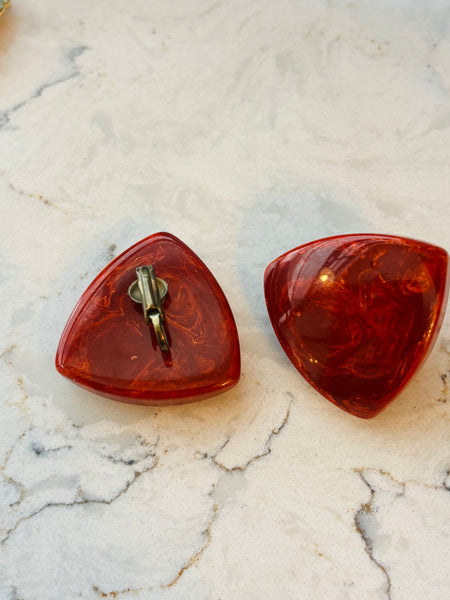 AMBER SWIRL STATEMENT CLIP-ON EARRINGS