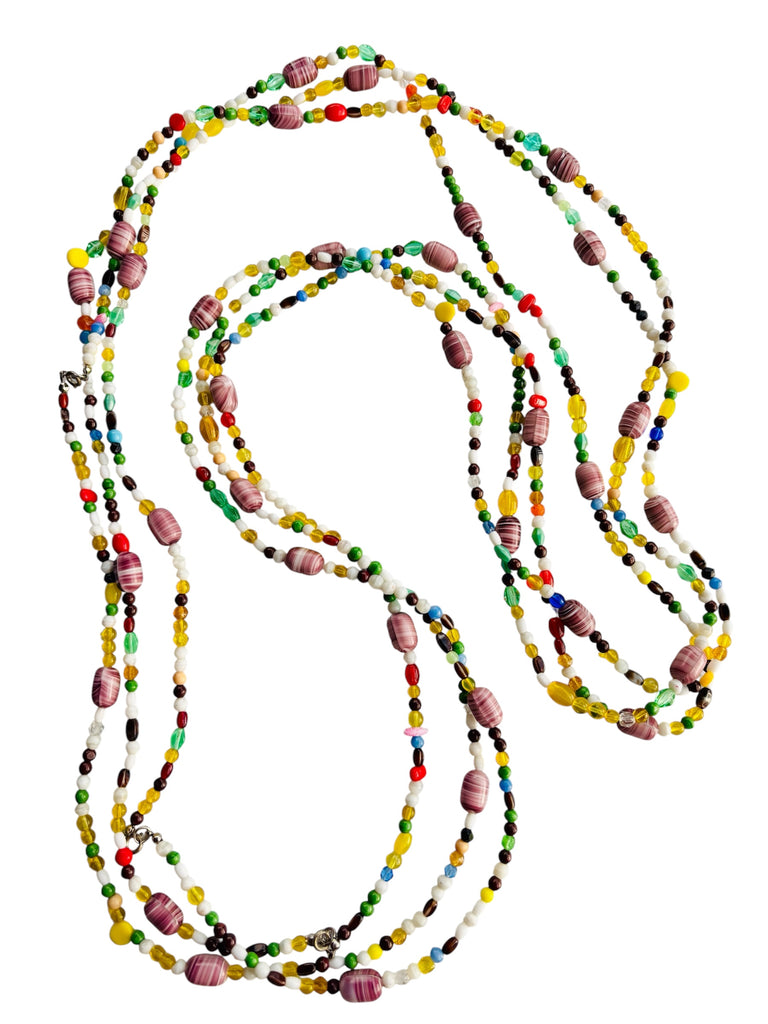 VINTAGE END OF DAY GLASS BEAD NECKLACE