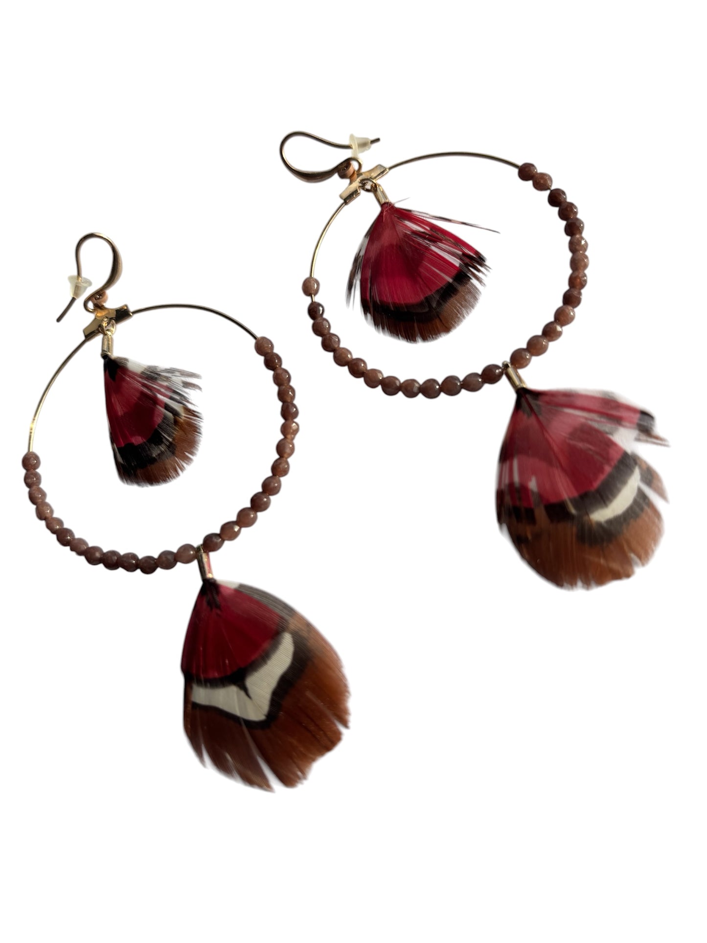 BOHO FEATHER BEADED EARRINGS