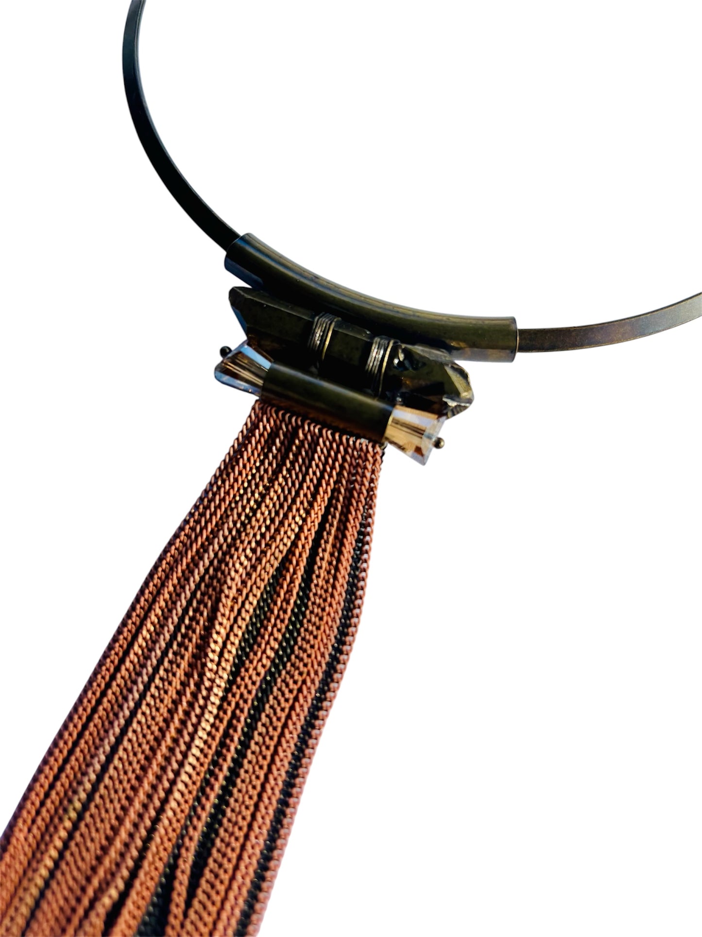 CRYSTAL & ROSE GOLD CHAIN FRINGE CHOKER
