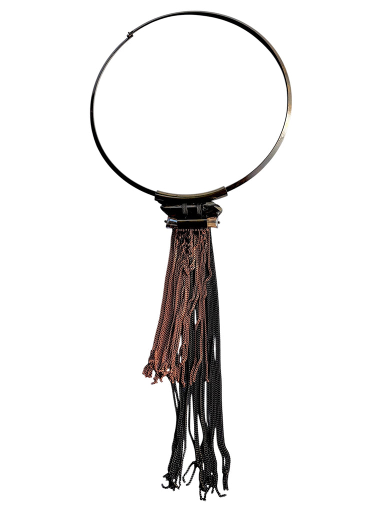 CRYSTAL & ROSE GOLD CHAIN FRINGE CHOKER