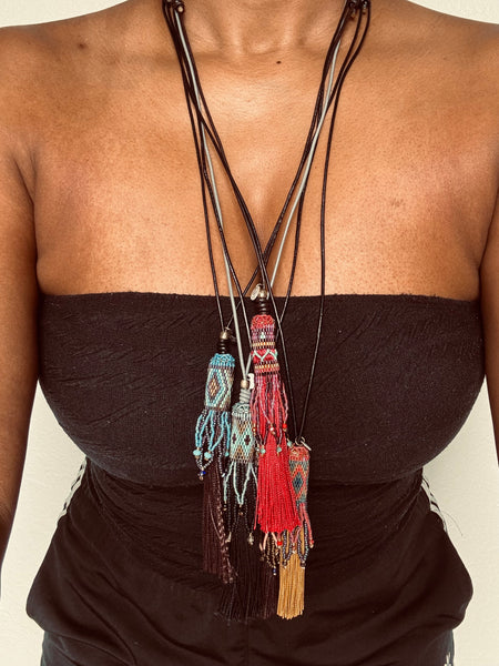 BOHO BEADED TASSEL NECKLACE