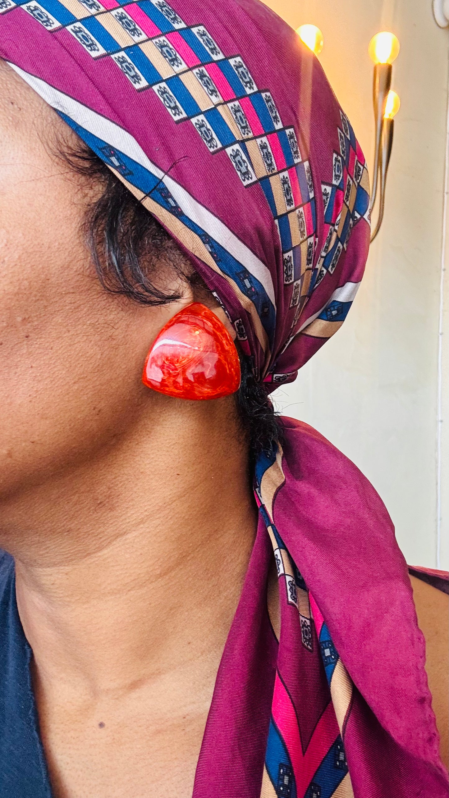 AMBER SWIRL STATEMENT CLIP-ON EARRINGS