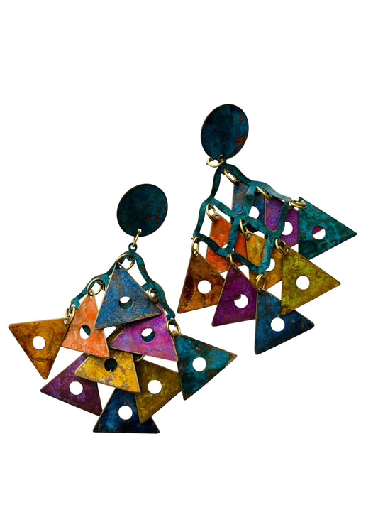 ARTISAN GEO TRIANGLE DRIP EARRINGS